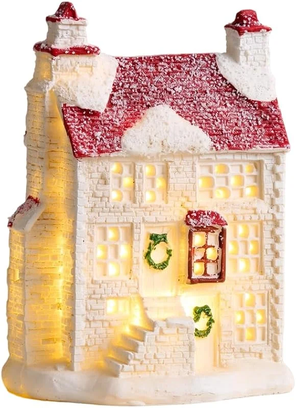 Marke: CARPJZ Weihnachtsdorf Beleuchtet Deko, Nordic LED Haus mit Schneeeffekt — Weihnachtsdeko