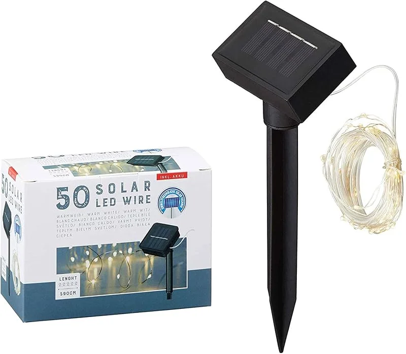 Besuche den Cepewa-Store 1 x LED Solar Lichterkette Kupferdraht Dekorative Beleuchtung 50 LED Lichter (1 LED Lichterkette) — Weihnachtsbeleuchtung