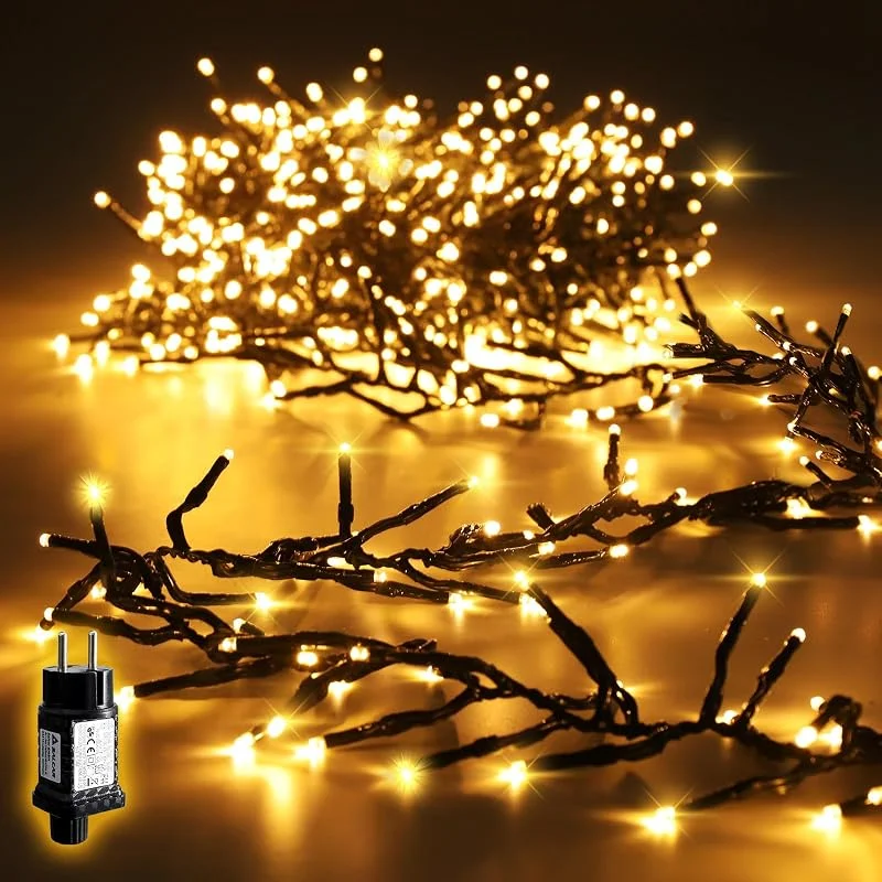 Besuche den SALCAR-Store SALCAR 2m 200er LED Cluster Lichterkette Außen, Weihnachtslichterkette mit 8 Modi und Memory, Wasserdicht Christbaumbeleuchtung für Innen Außen Garten Weihnachtsbaum Hochzeit, Warmweiß — Weihnachtsbeleuchtung