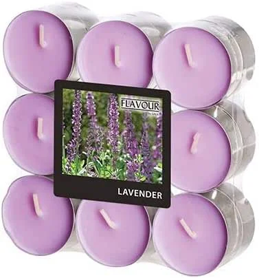 Marke: GALA GALA "Flavour by Duftlichte Ø 37, 5 mm, 16, 6 mm violett - Lavender 96911 Duftkerzen Teelichter Duft-Teelichter, 18 Stück — Kerzenlicht Abendessen