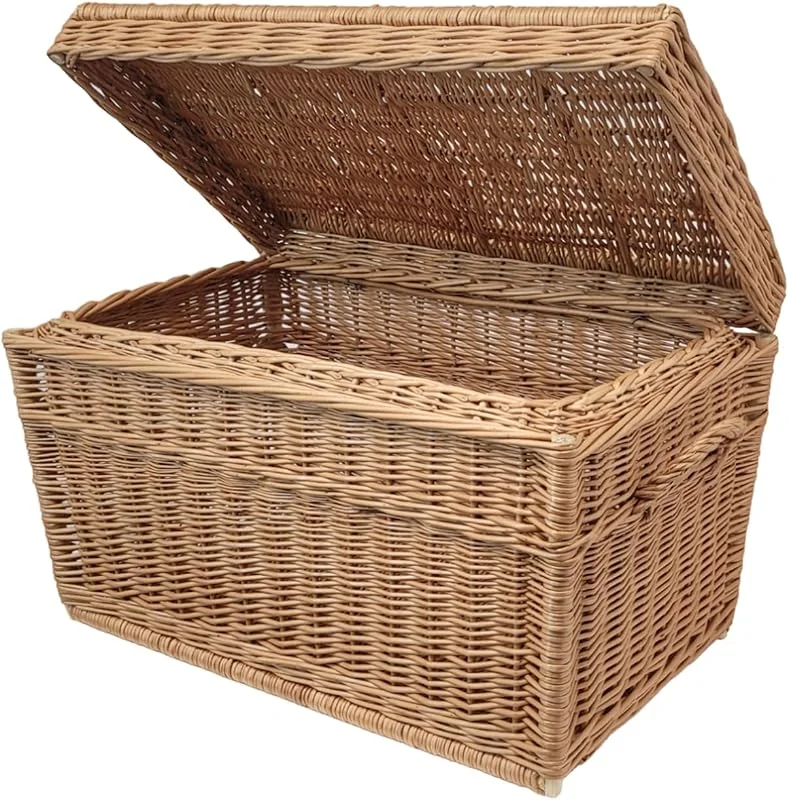 Besuche den weeco-Store Weidenkorb 60 cm mit Deckel. Weidentruhe, Weidenstamm, Weidenschrank, handgefertigter Weidenkoffer — Weihnachtsbeleuchtung