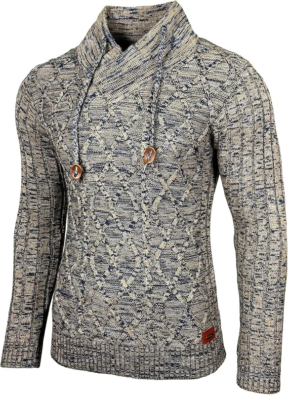 Marke: Baxboy Baxboy Herren Grobstrick Pullover Strickpullover Stehkragen Winter-Freizeit-Jacke Muster Design Meliert Sweatshirt Pulli B-292 — Weihnachtsmode